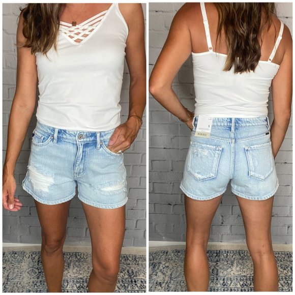 KanCan Pants - KanCan High Rise Light Wash Denim Shorts NWT